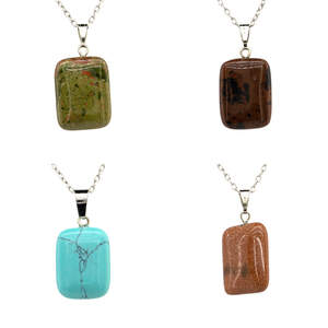 Комплект подвесок с минералами прямоугольные в покрытии родием