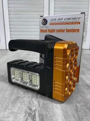 Фонарик ручной аккумуляторный на солнечной батарее с функцией Power Bank Solar Energy 7702-A XPE+COB