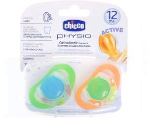 Пустышка латексная Chicco Physio 2013 12+ яркая (2 шт.)