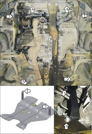 Защита MOTODOR двигателя, КПП, масляного фильтра, переднего дифференциала Mitsubishi Galant VIII 1996-2004 Седан, универ