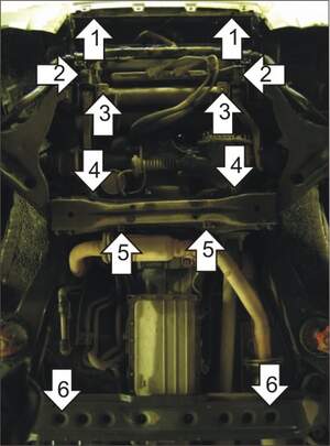 Защита MOTODOR двигателя, переднего дифференциала, КПП, радиатора Montero III 2000-2007 Внедорожник