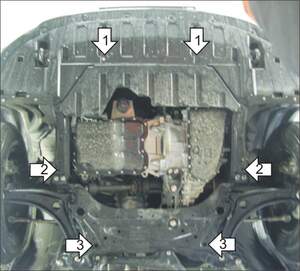 Защита MOTODOR двигателя, КПП Mitsubishi Outlander III  2012- Внедорожник