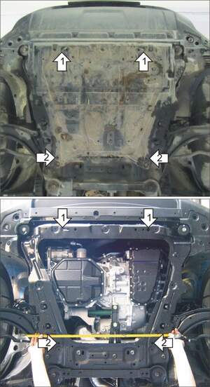 Усиленная защита картера двигателя, КПП (3 мм, сталь) для Nissan X-Trail 2007-2015