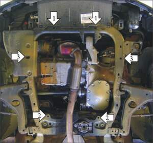 Защита MOTODOR двигателя, КПП Opel Astra H 2004-2010 Хэтчбек, универсал, кабрио, шасси, фургон, Седан
