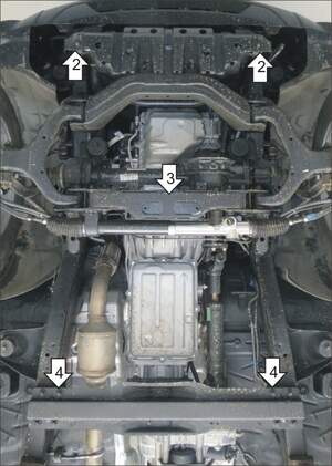 Защита MOTODOR двигателя, переднего дифференциала, КПП, радиатора Ssangyong Actyon 2005-2011 Внедорожник
