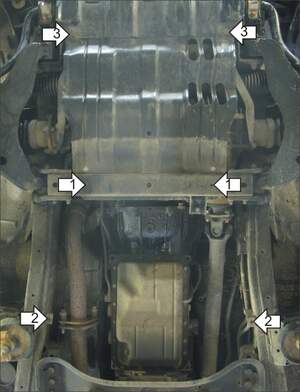 Защита MOTODOR двигателя, переднего дифференциала, КПП Mitsubishi Pajero Sport II  2008-2011 Внедорожник