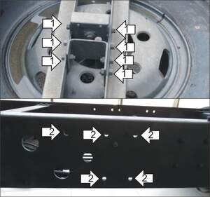 Защита MOTODOR кронштейна крепления запасного колеса Hyundai HD 65, 72, 78 2003-2017 шасси