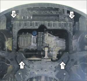Защита MOTODOR усиленная  картера двигателя, КПП (2 мм, сталь) для Kia Rio седан/хетчбек 2011-2015, 2015-2017