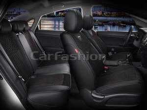 Комплект каркасных чехлов 5D «SHELL PLUS» черный/черный/красный 22513