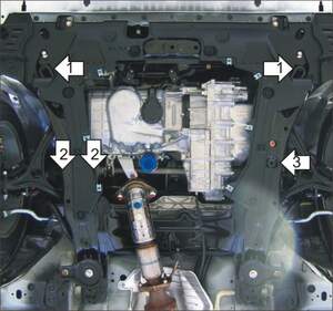 Усиленная защита картера двигателя, КПП (3 мм, сталь) для Honda Accord VIII седан/универсал 2008-2012 Усиленная защита картера двигателя, КПП (3 мм, сталь) для Honda Accord VIII седан/универсал 2008-2012